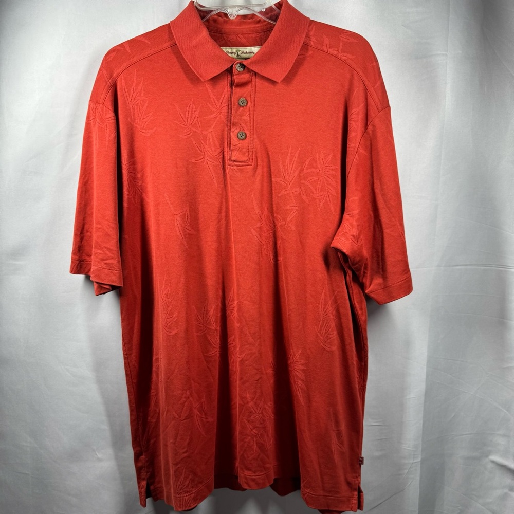 Tommy Bahama Mens Large Red‎ Pima Cotton Polyester Blend Polo Shirt Hawaiian